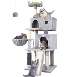 S57 Adult Cat Tree(Light Gray,57-inch)