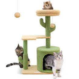 F33 Small Cactus Cat Tower(Green,33-inch)