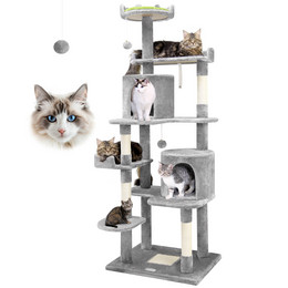 C72 Tall Cat Tree(Light Gray,72-inch)