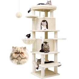 C66 Large Cat Tower(Beige,66-inch)