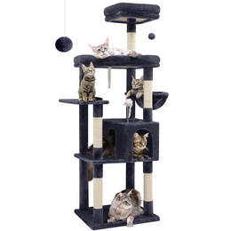 S65 Large Platform Cat Tree(Dark Gray,65-inch)