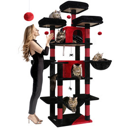 F80 Gothic Cat Tree(Black Red,80inch)