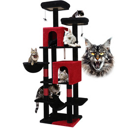 F69 Gothic Cat Tree Tower(Black Red,69inch)