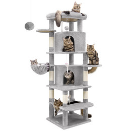 C66 Large Cat Tower(Light Gray,66-inch)