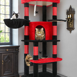 C51 Gothic Cat Tree(Black Red,51inch)