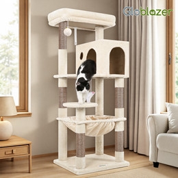 F53 Big Cat Tree(Beige,53-inch)