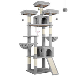 F83D Big Cat Tree(Light Gray,83-inch)